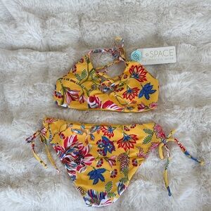 L*Space Yellow Floral Bikini with Criss-Cross Top